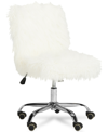 Safavieh Whitney Faux Sheepskin Swivel Office Chair In White And Chrome