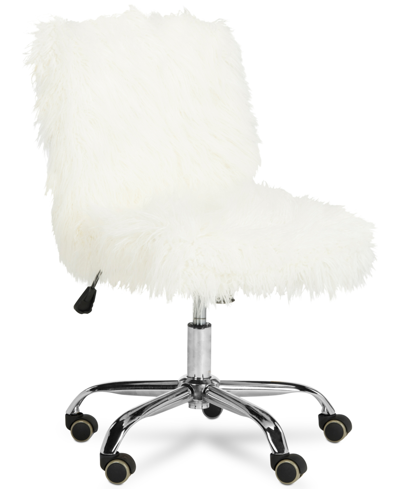 Safavieh Whitney Faux Sheepskin Swivel Office Chair In White And Chrome