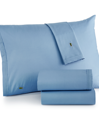 Lacoste Home Solid Cotton Percale Sheet Set, King In Allure Blue