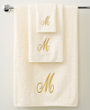 AVANTI MONOGRAM INITIAL SCRIPT IVORY & GOLD HAND TOWEL, 16" X 30"