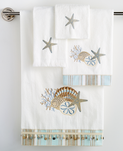 Avanti By The Sea Embroidered Cotton Bath Towel, 25" X 50" In White