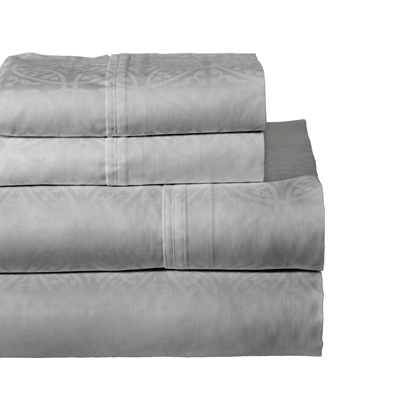 Pointehaven Printed 300 Thread Count Cotton Sateen 4-pc. Sheet Sets, Queen In Grey