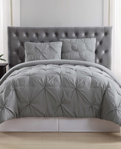 Truly Soft Pleated King Comforter Set Bedding In Grey