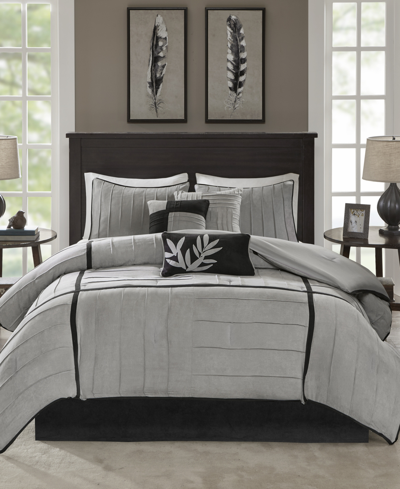 Madison Park Dune 7-pc. Faux-suede California King Comforter Set Bedding In Grey