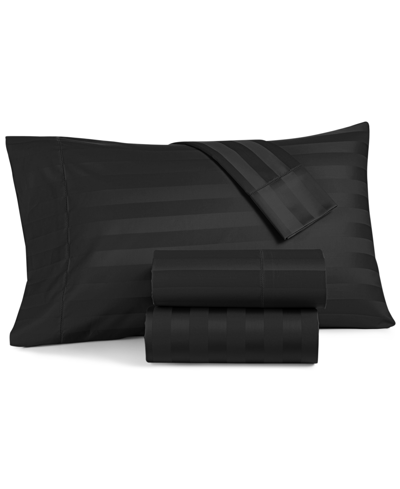 Charter Club Damask 1.5" Stripe 550 Thread Count 100% Cotton 4-pc. Sheet Set, Full, Created For Macy's In Black