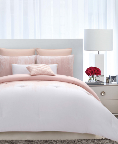 Vince Camuto Home Vince Camuto Lyon King 3 Piece Comforter Set Bedding In Blush And White