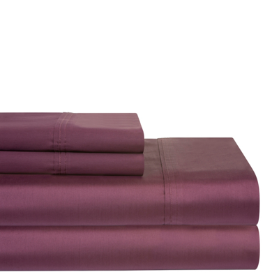 Pointehaven Solid 400 Thread Count Cotton Sateen 3-pc. Sheet Sets, Twin In Plum