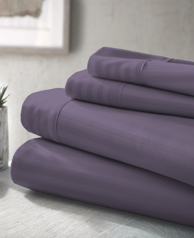 Ienjoy Home Expressed In Embossed By The Home Collection Striped 4 Piece Bed Sheet Set, King In Purple Striped