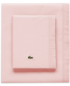 Lacoste Home Solid Cotton Percale Sheet Set, California King In Iced Pink