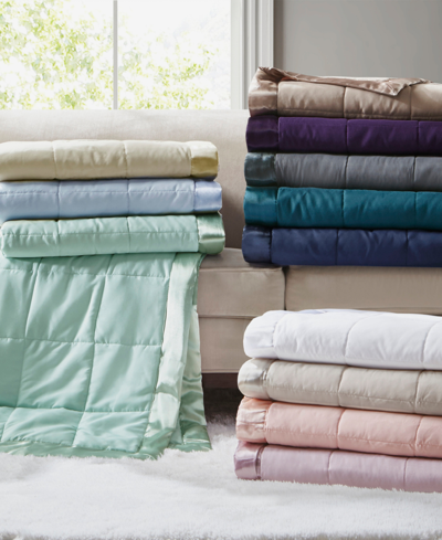 Madison Park Windom Lightweight Down Alternative Satin Trim Blanket, Twin In Brown