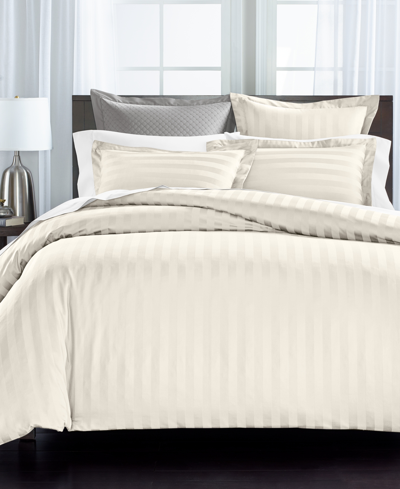 Charter Club Damask 1.5" Stripe 550 Thread Count 100% Cotton 3-pc. Duvet Cover Set, Full/queen, Created For Macy' In Neo Natural