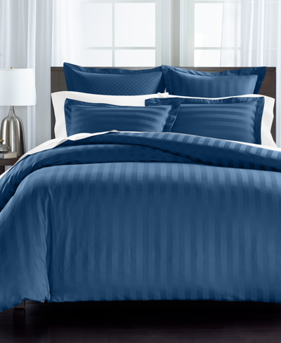 Charter Club Damask Thin Stripe 550 Thread Count Supima Cotton 3-pc. Comforter Set, Full/queen, Created For Macy' In Navy Peony