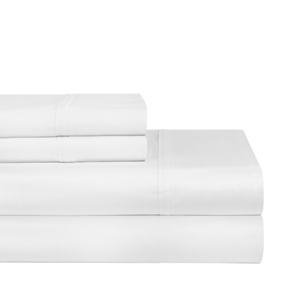 Pointehaven Solid 400 Thread Count Cotton Sateen 4-pc. Sheet Sets, Queen In White