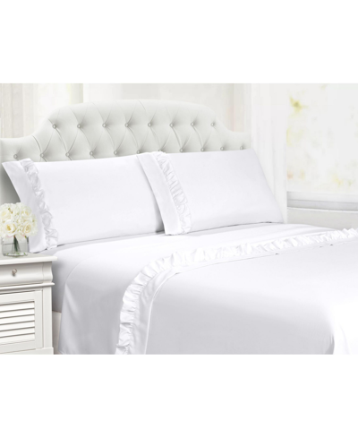 Cathay Home Inc. Ruffle Hem Full 4 Pc Sheet Set Bedding In White