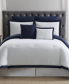 Truly Soft Everyday Hotel Border 7-pc. Comforter Set, Full/queen In White And Navy