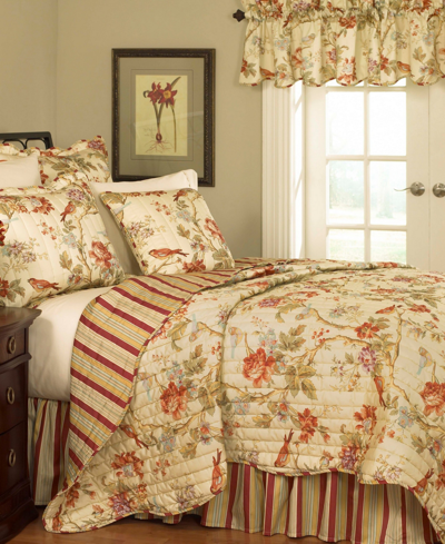 Waverly 4 Piece Charleston Chirp Quilt Set, King In Papaya