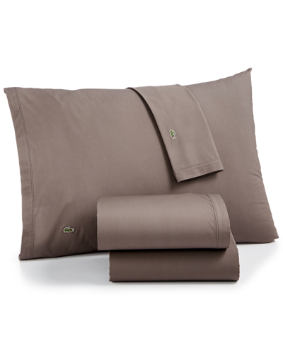 Lacoste Home Solid Cotton Percale Pillowcase Pair, Standard In Dark Gray