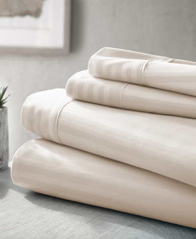 Ienjoy Home Expressed In Embossed Checkered 3-pc. Sheet Set, Twin In Ivory Striped