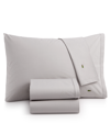 LACOSTE HOME SOLID COTTON PERCALE SHEET SET, FULL