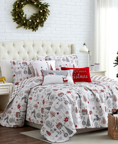 Southshore Fine Linens Holly Jolly Lane Oversized Reversible 6 Piece Quilt Set, Full Or Queen In Multi