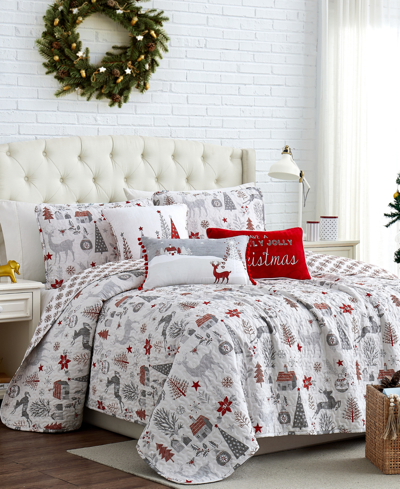 Southshore Fine Linens Holly Jolly Lane Oversized Reversible 6-pc. Quilt Set, Full/queen In Multi