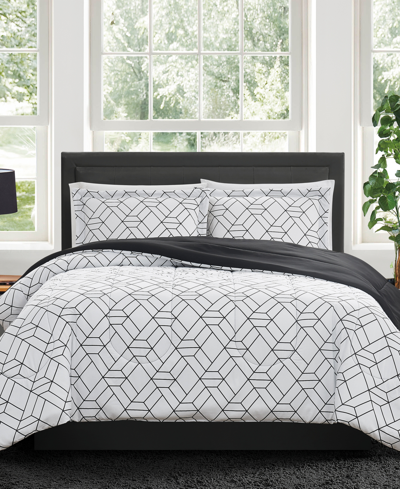 Pem America Black & White Geo 3-pc. Full/queen Comforter Set, Created For Macy's Bedding In Black/white