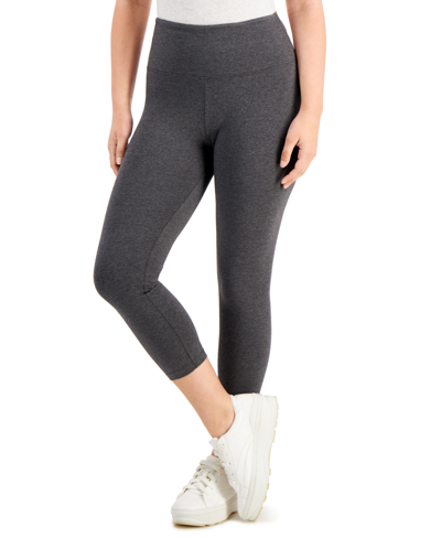 Style & Co Petite High Rise Heather Capri Leggings, Created For Macy's In Charcoal Heather