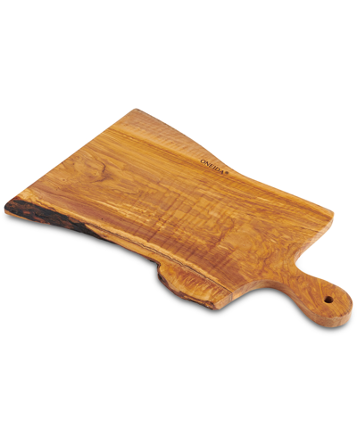 Anchor Hocking Organically Shaped Medium Olive Wood Board With Hanging Handle In Brown