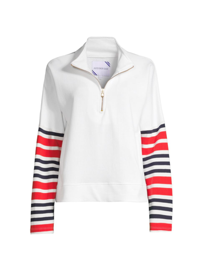 Addison Bay Delancey Striped Cotton Pullover Sweatshirt In White Multi