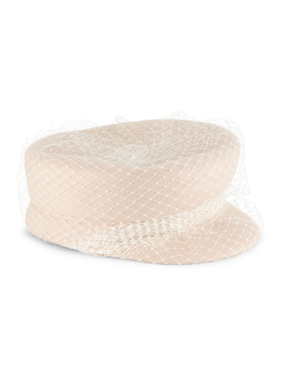 Eugenia Kim Sabrina Wool-felt And Fishnet Cap In Nude