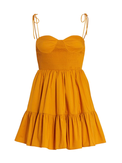 Staud Landry Smocked Bustier Minidress In Honey