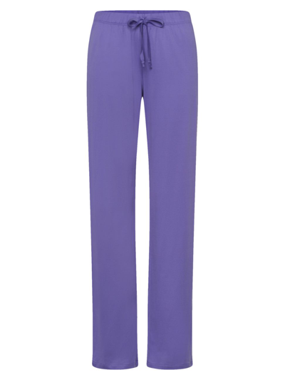 Hanro Cotton Deluxe Drawstring Lounge Pants In Violet Blue