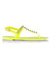 Stuart Weitzman Pearl Crystal-embellished Jelly Thong Sandals In Neon Yellow