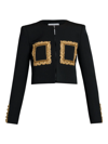 MOSCHINO WOMEN'S CROPPED EMBROIDERED WOOL JACKET