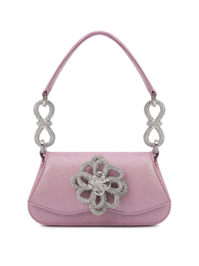 Mach & Mach Carrie Glitter Flower Top Handle Bag In Pink