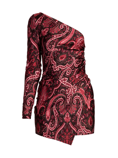 Etro Helen Paisley-print Asymmetric Minidress In Red