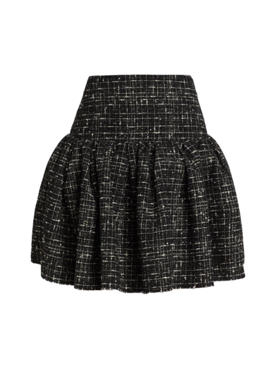 Jason Wu Collection Tweed Ruffle Miniskirt In Black Chalk