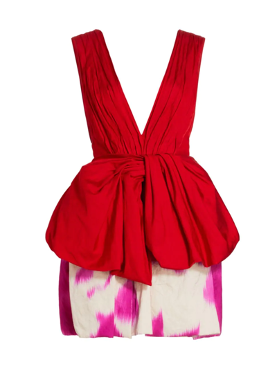 Jason Wu Collection Two-tone Plunging Bubble Minidress In Rouge