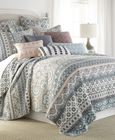 Levtex Addie Mediterranean Medallion Reversible King Quilt Set In Teal