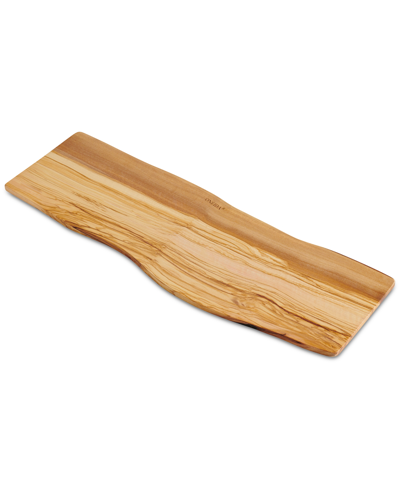 Anchor Hocking Oblong Large Olive Wood Board With Natural Bark Edges In Brown