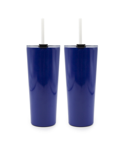 Thirstystone By Cambridge 24 oz Insulated Straw Tumblers Set, 2 Piece In Blue