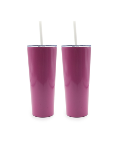 Thirstystone By Cambridge 24 oz Insulated Straw Tumblers Set, 2 Piece In Brightpink