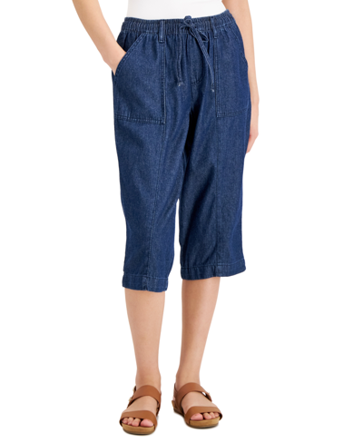 Karen Scott Petite Solid Quinn Cotton Capri Pants, Created For