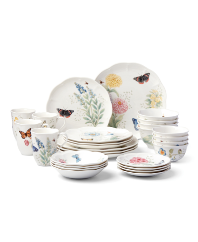 Lenox Butterfly Meadow Dinnerware Set, 28 Piece, Service For 4 In Multi And White