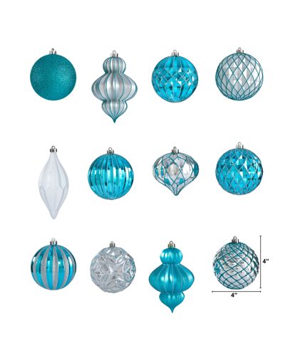 Nearly Natural Holiday Lux Shatter-resistant 12 Piece Christmas Tree Ornament Set With Re-useable Box In Blue