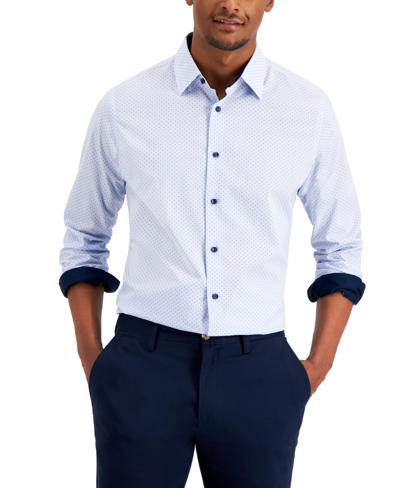 Club Room Men's Dot Stripe Shirt, Created For Macy's In Light Blue Combo