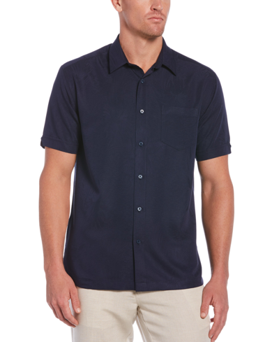 Cubavera Men's Big & Tall Floral Textured Jacquard Short Sleeve Shirt In Navy Blazer
