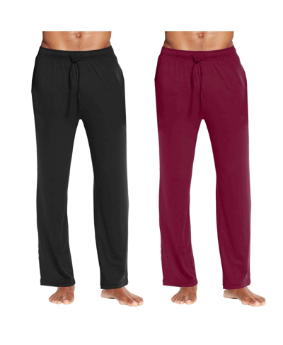 Galaxy By Harvic Men's Classic Lounge Pants, Pack Of 2 In Black-burgundy
