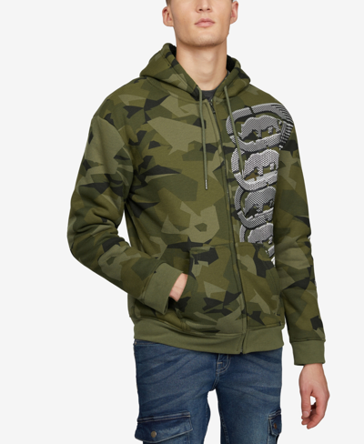 Ecko Unltd Men's Techno Stack Sherpa Hoodie In Green