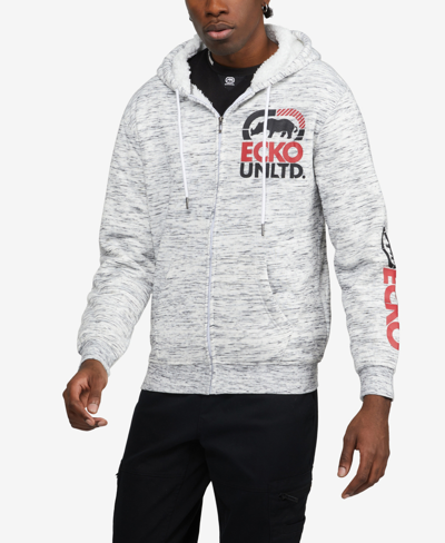 Ecko Unltd Men's Big And Tall Stacked Up Sherpa Hoodie In White